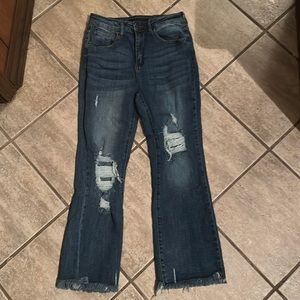 Risen high rise crop awesome distressed  size 7/28 in excellent condition